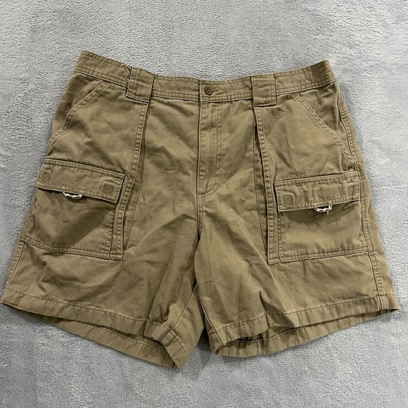 LL Bean Mens Cargo Comfort Waist Shorts 36* Khaki Outdoor‎ 225022 Utility Y2K